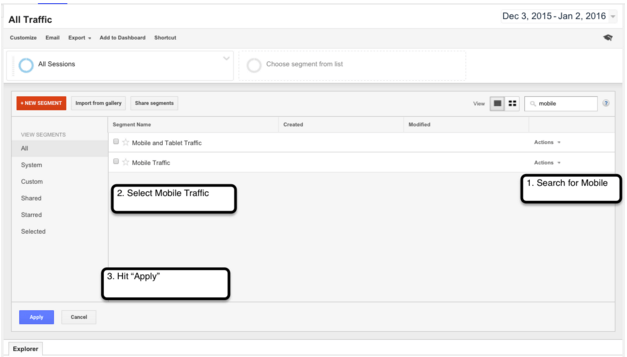 Apply Mobile Traffic Segment