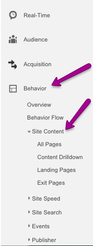 Behavior and Site Content GA